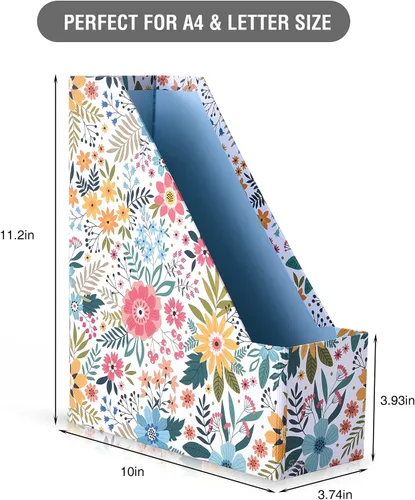 Miniatura 3 de SUIN Paquete de 4 revistas plegables, sin costuras, diseño floral, organizador de archivos de escritorio para oficina, hogar, escuela, flores