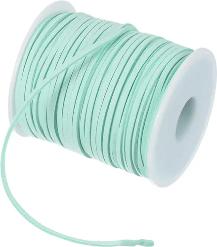 Miniatura 15 de PATIKIL Cordón de gamuza con carrete en rollo de 0.118 in, 50 yardas, cordón plano de piel sintética para collares, pulseras, joyería, cuentas, Azul
