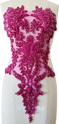 Miniatura 2 de Parches de diamantes de imitación brillantes hechos a mano para coser a mano con lentejuelas de cristal en encaje para vestido de graduación, ropa
