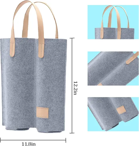 Miniatura 2 de Bolsas de vino Daphilly, 2 piezas 2 botellas de fieltro de alta calidad para regalo de vino para cumpleaños, Navidad, baby shower, boda, graduación