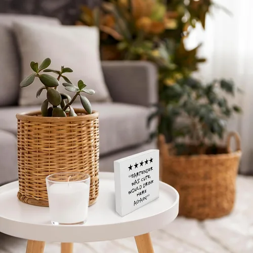 Miniatura 6 de OFlich Divertidos accesorios de bar de vino de café, caja de madera, letrero de escritorio, decoración de mesa de bar de vinos, decoración de moda