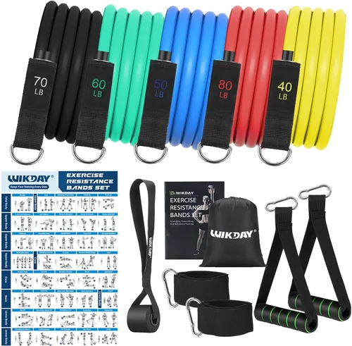Miniatura 17 de WIKDAY Exercise Resistance Bands with Handles for Working Out Workout Bands Set with Door Anchor for Physical Therapy, Yoga, Pilates