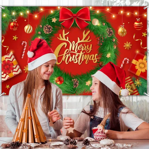 Miniatura 6 de Avezano Cartel de Feliz Navidad, telón de fondo rojo de Navidad para decoraciones de fiesta, invierno, Año Nuevo, Nochebuena, reuniones familiares