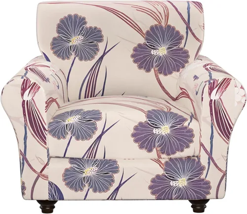 Miniatura 61 de Fundas elásticas para silla, fundas elásticas para sillón de 2 piezas, fundas de sofá lavables con diseño floral para sillón, protector de muebles