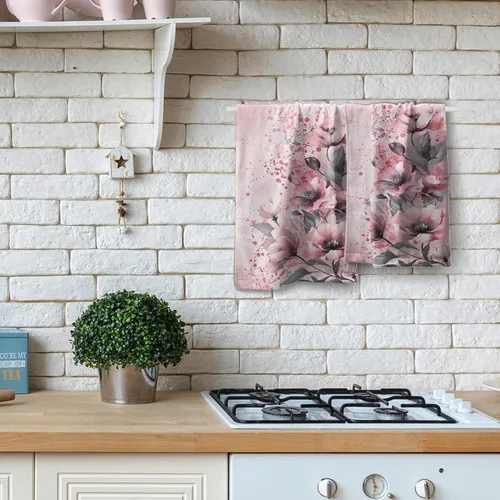Miniatura 8 de Giwawa Juego de 2 toallas de mano con diseño floral de cerezo, suaves y absorbentes, para baño, cocina, hotel, spa, decoración Flor de cerezo rosa