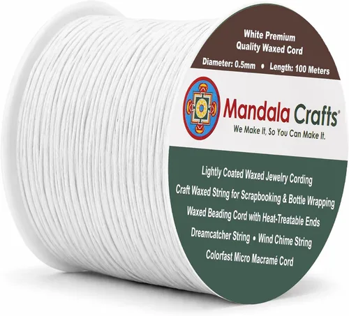 Miniatura 21 de Cuerda Mandala Crafts 0.03 pulgadas 109 yardas para hacer joyería, artesanía, macramé, cuerda de algodón encerado Negro