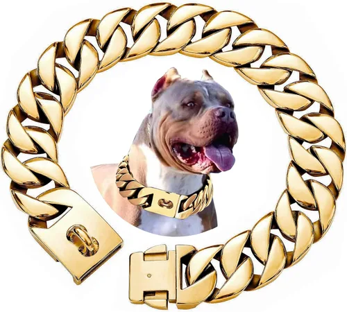 Miniatura 7 de txprodogchains Collar de cadena de perro grande con hebilla, fuerte y resistente, de 32 mm de grosor, collar de eslabones cubanos de acero