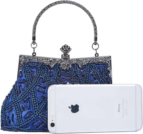 Miniatura 6 de Bolso de estilo vintage con cuentas de lentejuelas bolso de noche de fiesta de boda bolso de embrague de diamantes de imitación
