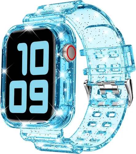 Miniatura 58 de DABAOZA - Correa compatible con Apple Watch de 49 mm, 46 mm, 45 mm, 44 mm, 42 mm, 41 mm, 40 mm, 38 mm, con protector, correa de TPU brillante