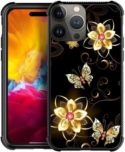 Miniatura 36 de DJSOK Compatible con funda para iPhone 13 Pro Max, fundas doradas de mariposa y rosa para iPhone 13 Pro Max para mujeres y niñas, diseño