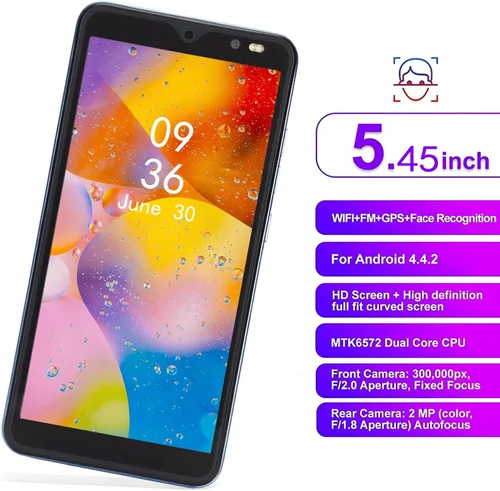 Miniatura 2 de Rino8 Pro - Teléfono inteligente Andriod desbloqueado, pantalla HD de 5.45 pulgadas, 512 MB+4 GB, doble SIM, 128 GB de almacenamiento expandible