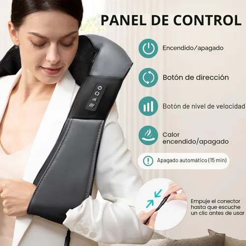 Miniatura 3 de Nekteck - Masajeador Shiatsu para cuello y espalda con calor relajante, masajeador de hombros para alivio del dolor de tejido profundo, herramientas