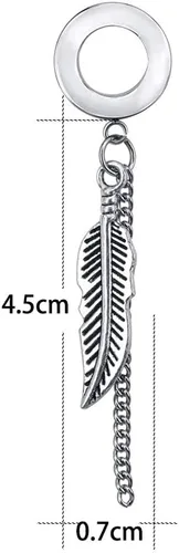 Miniatura 6 de ZS Vintage Moon Dangle Ear Tunnels Plug Stainless Steel Screw Ear Gauge Feather Chain Ear Expander Flesh Tunnels Piercing