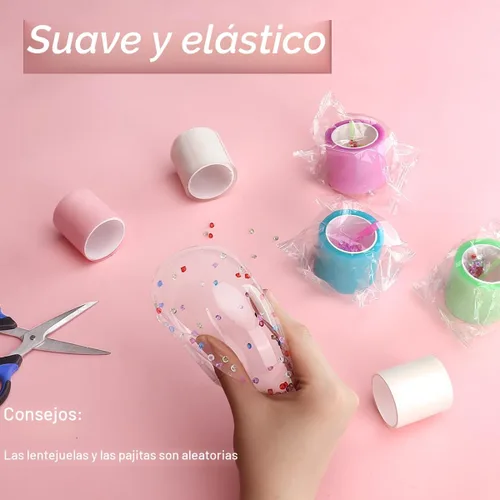 Miniatura 5 de Cinta Nano para Kit de Burbujas - 6 piezas de Cinta Elástica Colorida de Doble Cara para Decoración con Globos y Manualidades