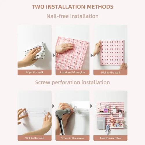 Miniatura 4 de VUSIGN Kit de organizador de pared combinado de tablero de clavijas, 4 piezas de tableros de clavijas y 17 accesorios modulares para colgar, kit