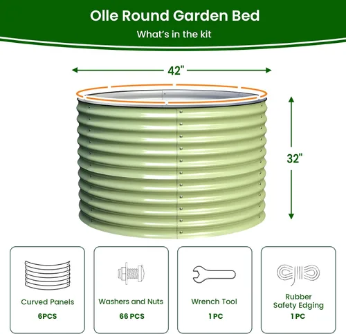 Miniatura 3 de Olle Camas de jardín elevadas de 32 pulgadas de alto, para exteriores, para verduras, cama de jardín elevada redonda galvanizada, cajas de jardín