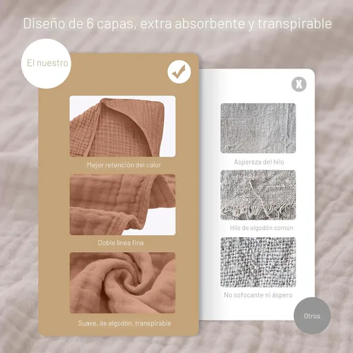 Miniatura 7 de SWEET DOLPHIN - Paquete de 2 toallas de baño de muselina con capucha, 100% algodón, para bebés y niños pequeños, 32 x 32 pulgadas, altamente Pasta