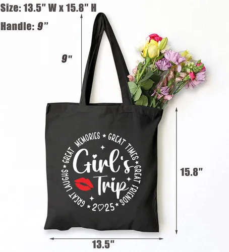 Miniatura 4 de TSIIUO Bolsa de lona para el fin de semana 2024 para mujer, bolsa de compras reutilizable para vacaciones con amigos divertidos para regalo de niñas