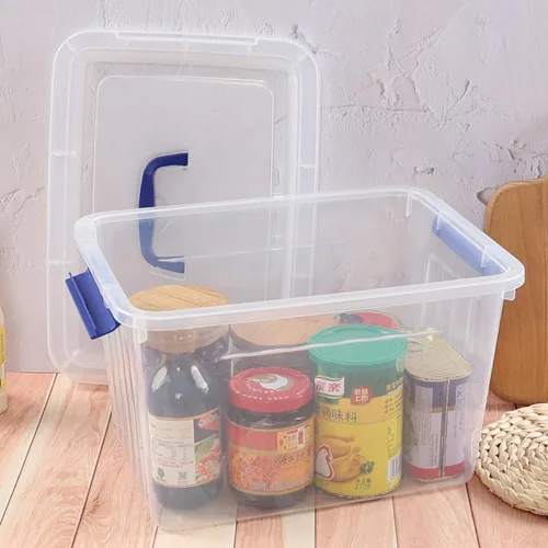 Miniatura 7 de Anbers Contenedor de plástico transparente de 12 cuartos de galón con tapa, caja de pestillo con asa, juego de 1