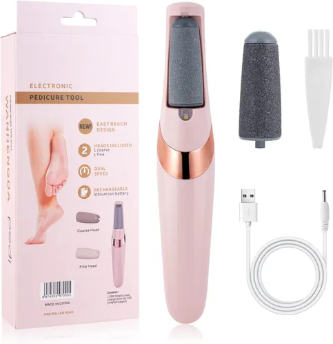 Miniatura 8 de AOOWU Lima eléctrica para pies, removedor de callos de pies recargable por USB con 2 velocidades de rodillos de repuesto y luces LED, herramientas