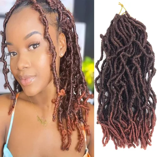 Miniatura 20 de Rastas cortas de ganchillo de pelo sintético de 14 pulgadas, 8 paquetes, nuevas rastas onduladas de ganchillo, trenzas de diosa suaves de ganchillo