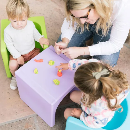 Miniatura 11 de ECR4Kids juego de mesa Tri-Me y sillas Cube, muebles multiusos, púrpura claro, 3 piezas
