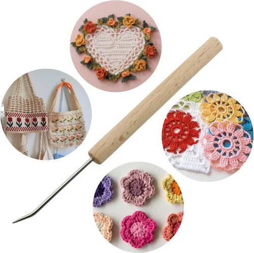 Miniatura 5 de LUORNG Gancho de telar de madera para tejer ganchillo, herramientas de bricolaje, accesorios de ganchillo para sombreros, bufandas, juguetes, agujas