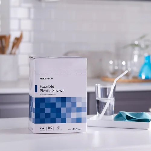 Miniatura 5 de McKesson Pajitas de plástico flexibles, envueltas individualmente, 7 3/4 pulgadas, 500