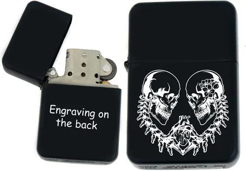 Miniatura 29 de Groomsman - Encendedor personalizado a prueba de viento negro mate, grabado láser gratuito para él, marido, padre, padrinos de boda Yin-yang-tigre