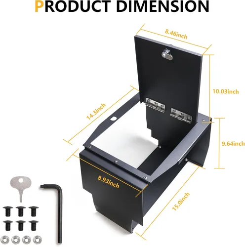 Miniatura 7 de Caja de seguridad con cerradura de combinación de 3 dígitos, organizador de consola central, compatible con 2017 2018 2019 Ford F150, inserto