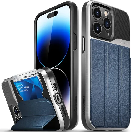 Miniatura 32 de VENA vCommute Funda tipo cartera compatible con Apple iPhone 14 (15.5 cm), funda de cuero con tapa plegable, tarjetero con función de soporte