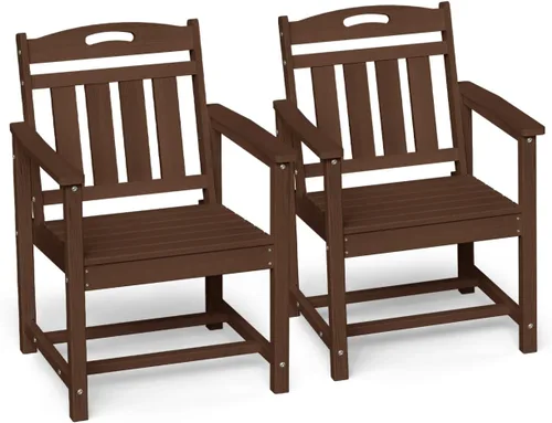 Miniatura 12 de Ciokea Silla de comedor para patio al aire libre, sillas de porche de gran tamaño de HDPE con asiento ancho, muebles de exterior duraderos para todo
