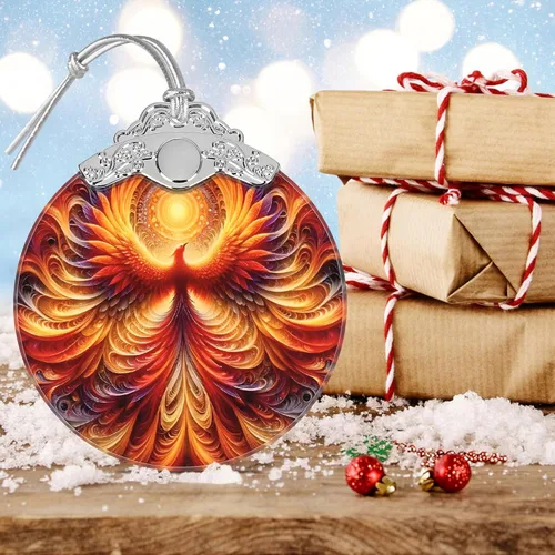 Miniatura 6 de Adorno colgante de vidrieras de Phoenix, idea de decoración para árbol de Navidad