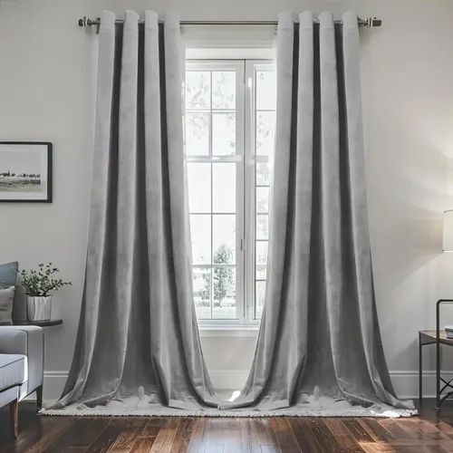 Miniatura 21 de SMILETIME - Cortinas de terciopelo blanco con bolsillo para barra, aisladas térmicamente, suaves, con filtro de luz y privacidad, para dormitorio