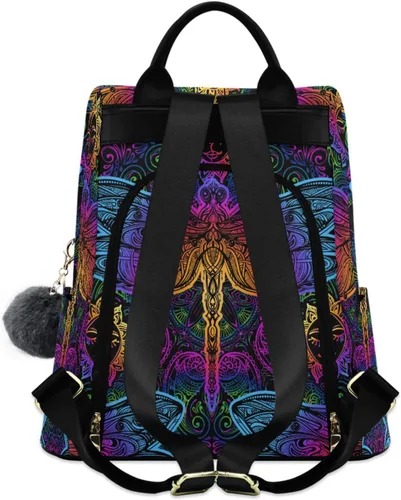 Miniatura 2 de senya Mochila de moda para mujer, mochila étnica de libélula colorida arcoíris para mujeres y niñas, Libélula étnica, Mochilas Daypack