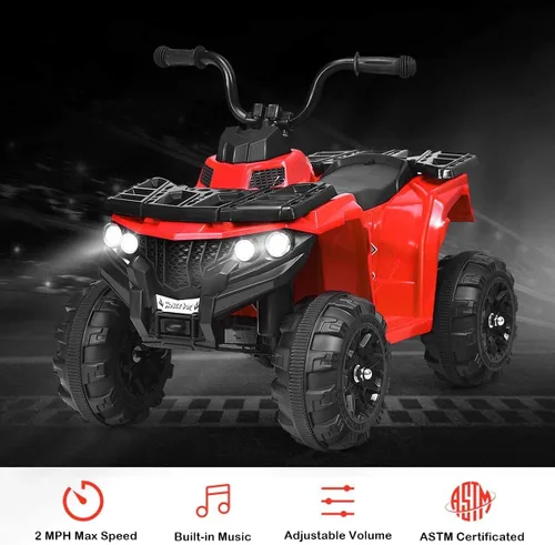 Miniatura 4 de GLACER Cuatrimoto para niños, auto cuádruple de 4 ruedas para niños, vehículo eléctrico alimentado por batería de 6 V con suspensión de resorte