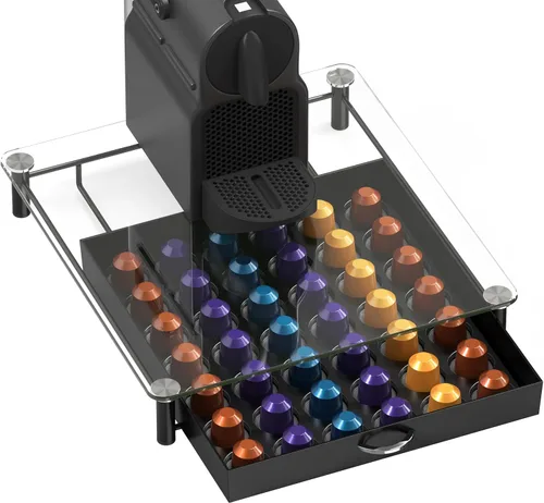 Miniatura 7 de DecoBros Nespresso OriginalLine gavetero con soporte para cápsulas de vidrio templado Vidrio templado - OriginalLine Only
