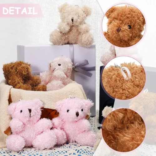 Miniatura 3 de Threan 8 Piezas Mini Osos de Peluche de 4'' Osos Pequeños a Granel Juguetes de Animales de Peluche Muñecos de Oso Suave Pequeños Rellenos de Regalo