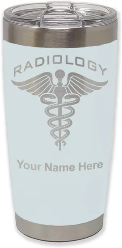 LaserGram Vaso aislado al vacío de 20 onzas, radiología, grabado personalizado incluido (azul claro)