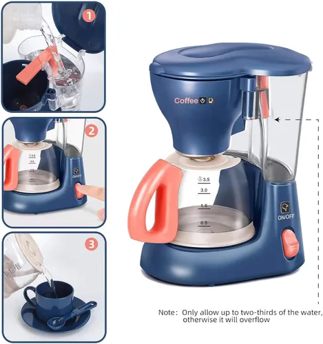 Miniatura 3 de Yalujumb Accesorios de cocina de juguete, aparatos de cocina de juguete con cafetera, licuadora, mezcladora, tostadora con luces y sonidos