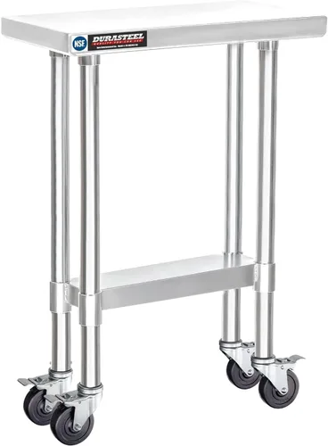 Miniatura 29 de DuraSteel Carrito de acero inoxidable NSF de 30 x 72 pulgadas, mesa de preparación de alimentos resistente con estante inferior, isla de cocina
