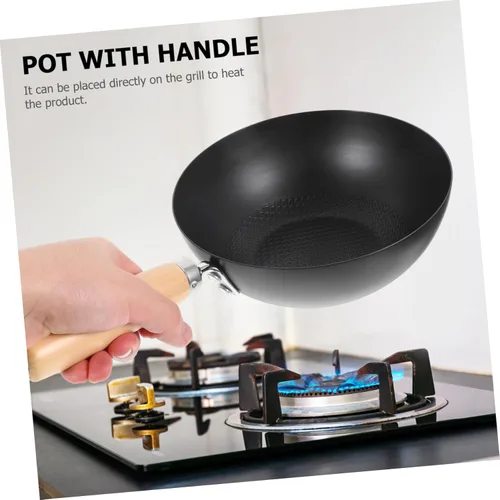 Miniatura 5 de COLLBATH Wok de hierro pequeño antiadherente estufa de gas sartén de 14.56 x 7.87 x 3.54 pulgadas para cocina casera utensilios de cocina versátiles