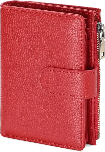 Miniatura 16 de GAEKEAO Cartera pequeña de cuero vegano con bloqueo RFID plegable para mujer, tarjetero compacto con bolsillo con cremallera y ventana