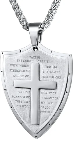Miniatura 315 de U7 Saint Benedict/Michael Medal Necklace, 316L Stainless Steel Virgin Mary Necklace for Men Women, Bible Verse Protection Necklace Catholic