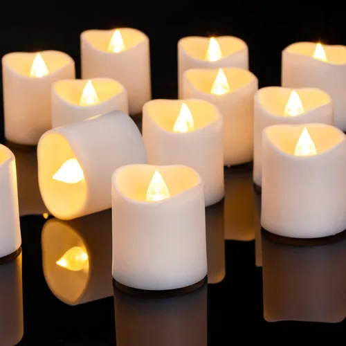 Homemory - Paquete de 24 velas votivas LED sin llama, velas falsas eléctricas de luz blanca cálida con duración de más de 200 horas, velas de té con