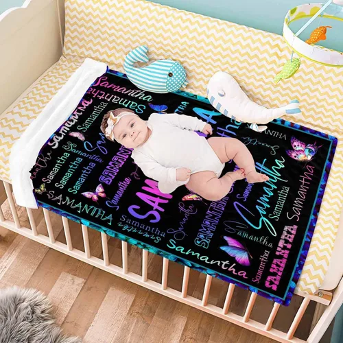 Miniatura 7 de D-Story Mantas de bebé personalizadas con nombres, manta personalizada para bebés niñas, manta de envoltura con inicial, regalos personalizados