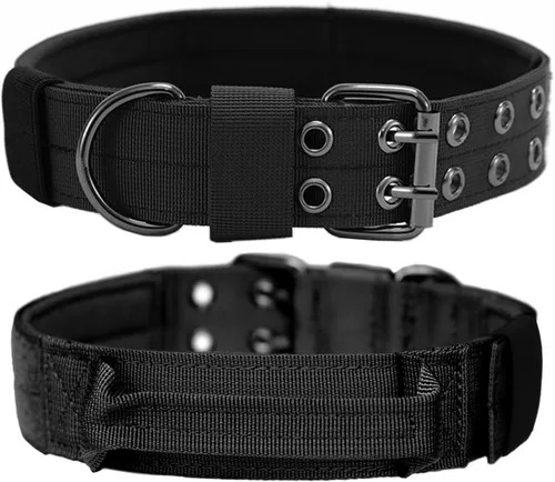Miniatura 12 de Collar táctico para perro, collar militar ajustable para perro, collar de entrenamiento de nailon suave con parche, collares de hebilla de metal