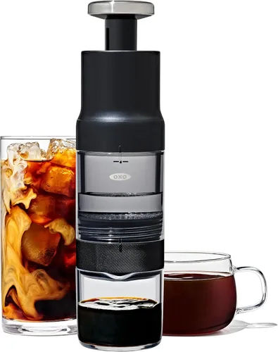 OXO Brew Rapid Brewer - Cafetera portátil de café, preparación rápida manual de café caliente y frío, cafetera manual compacta, cafetera de viaje