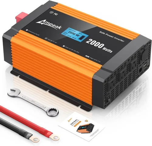 Miniatura 8 de Ampeak Inversor de potencia de 1500 W, 6.2 A, puertos USB duales, 3 salidas AC, inversor de corriente continua de 12 V a CA 110 V, puerto