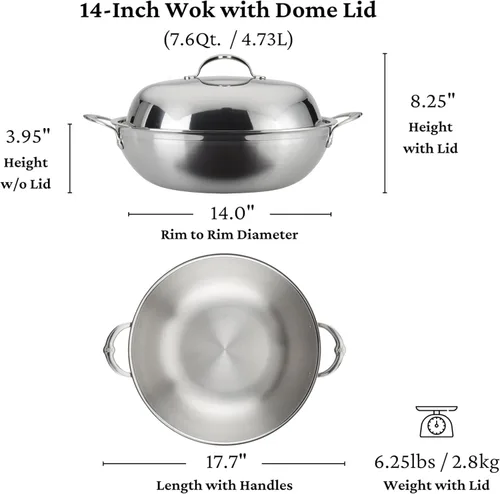 Miniatura 2 de Hestan ProBond Forged - Wok profesional de acero inoxidable con revestimiento de 14 pulgadas, compatible con inducción
